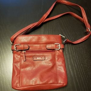 Small Red Leather Roots Purse
